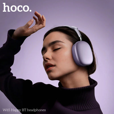Auriculares Bluetooth HOCO W65 sobre la oreja, auriculares deportivos inalámbricos de alta fidelidad con micrófono para llamadas telefónicas, con almohadillas de tela.