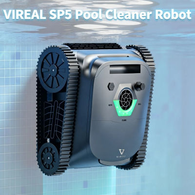 Aspiradora robótica inalámbrica VIREAL SP5 para piscinas enterradas, limpieza 4 en 1 de paredes y líneas de agua, hasta 300 pies de profundidad. ㎡ , Navegación inteligente de 180 minutos