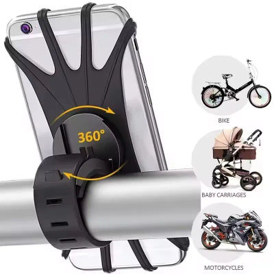 Soporte de silicona para teléfono de bicicleta, soporte universal para teléfono móvil de bicicleta y motocicleta, soporte con clip para manillar para teléfonos celulares de 4 a 6.5 pulgadas