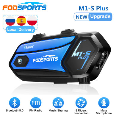 Fodsports M1-S Plus Intercomunicador para motocicleta Bluetooth casco auriculares 10 conductores emparejamiento música compartir Intercomunicador Moto Interphone
