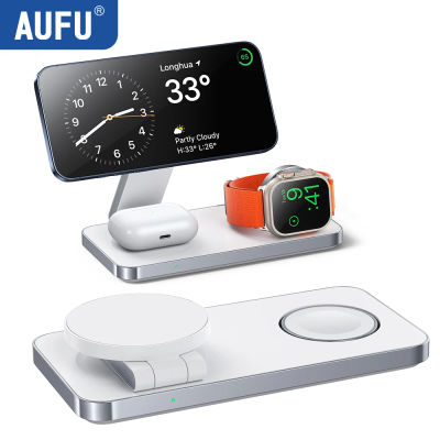 Soporte de cargador inalámbrico rápido magnético 3 en 1, estación de carga plegable para iPhone 16, 15, 14, 13, 12, Apple Watch 9, 8, 7, 6, Airpods Pro