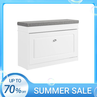 SoBuy FSR82-L Mueble zapatero con tapa, banco zapatero con cojín, cómoda, banco, dimensiones aproximadas 75x51x24cm