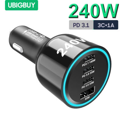 Ubigbuy-cargador de coche de 240W, adaptador de teléfono para MacBook Pro, iPhone 15, Samsung, PD 3,1, 140W, 100W, PPS, 45W, carga súper rápida, USB C
