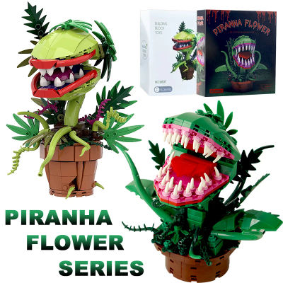 Bloques de construcción de plantas de piraña creativos, Chomper, plantas en macetas, horrores, modelo de flor para comer el hombre, ladrillos, juguetes para montar, regalos para niños