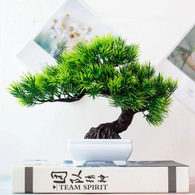 Árbol Bonsái Artificial, Planta de Junípero, Decoración para Interiores del Hogar, Plantas Artificiales Verdes en Maceta, para Estantería, Mesa de Centro, Escritorio, Baño