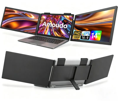 Monitor Portátil Triple Amoudo de 14 Pulgadas, 1920*1080P, 60HZ, IPS, con Puerto USB-C para Laptops de 14-16.5 Pulgadas, Windows/Mac, Xbox