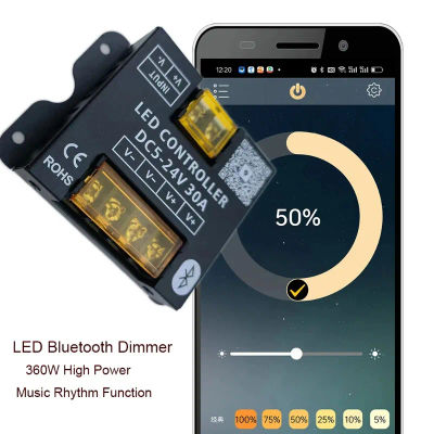 Tira de luces LED con atenuación de color a juego, inalámbrico, Bluetooth, música, control por voz, controlador regulador de 30 amperios de alta potencia