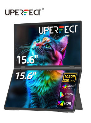 UPERFECT Monitor Portátil Dual de 15.6 Pulgadas para Laptop, Extensor de Pantalla Plegable Triple con Mini HDMI, Pantalla para Computadora de Oficina