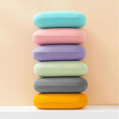 Cómoda almohada de esponja para siesta, almohada portátil para el cuello suave para oficina, almohada para dormir de viaje con soporte Cervical de Color macarrón a la moda