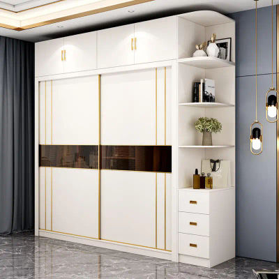 Armario de Puertas Corredizas de Aluminio con Vidrio Integrado, Mueble de Dormitorio de Alta Calidad, Armario de Almacenamiento Manual de Lujo