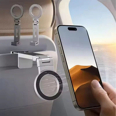 360 ° Soporte Magnético Giratorio para Teléfono para Bandeja de Avión, Trípode, Escritorio – Soporte Portátil para Teléfono para Avión para iPhone y Smartphones