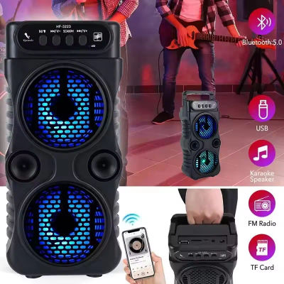 Altavoz inalámbrico portátil para exteriores, subwoofers estéreo duales de 3 pulgadas, refuerzo de graves, Radio FM, tarjeta TF/USB para graduación, Karaoke en casa