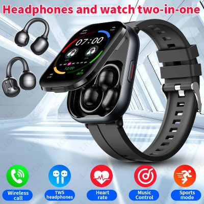 Nuevo Reloj Inteligente TWS 2 en 1 con Auriculares Bluetooth, Llamadas, Monitor de Frecuencia Cardíaca, Oxígeno en Sangre, Auriculares para Reproducir Música, Reloj Inteligente para Hombre