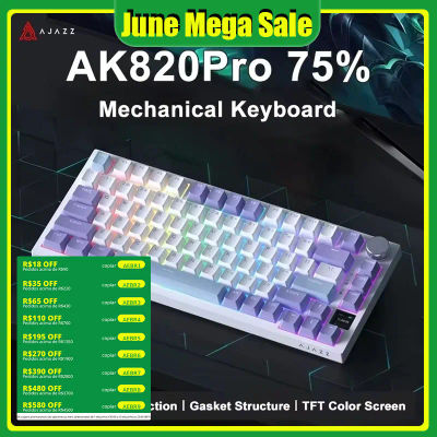 Teclado Mecánico para Juegos AJAZZ AK820 / AK820Pro, 75%, 82 Teclas, Cableado, Modo Único/Inalámbrico Bluetooth, para Laptop y PC