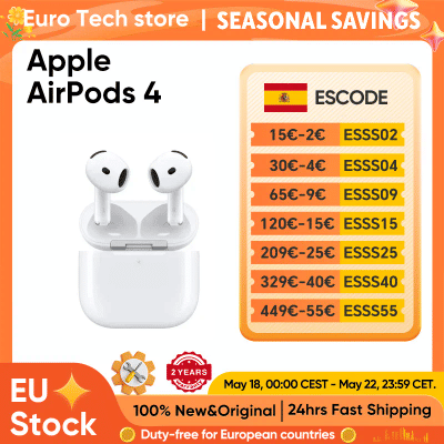 Audífonos Inalámbricos Bluetooth Apple AirPods 4 Originales con Cancelación Activa de Ruido, Audio Adaptativo, Sonido Ambiental, hasta 30h de Duración con Estuche