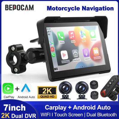 Navegador GPS Portátil para Motocicleta BEPOCAM, Pantalla Inalámbrica de 5/7'', CarPlay, Android Auto, Airplay, IPX7, Monitor para Moto con Wi-Fi