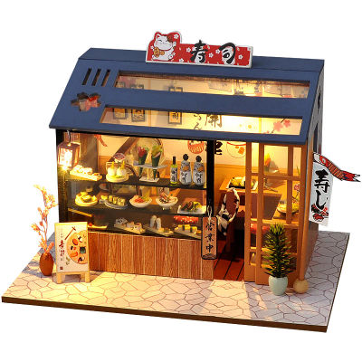 Casa de muñecas de madera Casa Diy Casa de muñecas en miniatura rompecabezas 3D montaje juguetes de construcción con muebles luces LED para niños regalos