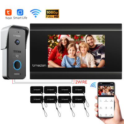 Videoportero Inteligente Tuya Wifi de 2 Cables con Video 1080P, Monitor Táctil de 7'', Cámara de Seguridad para Puerta