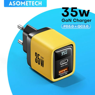 Cargador USB GaN de 35W con pantalla LED para IPhone 14 Pro Samsung Xiaomi IPad Pro PD 3,0 QC 3,0 cargador rápido USB C carga rápida