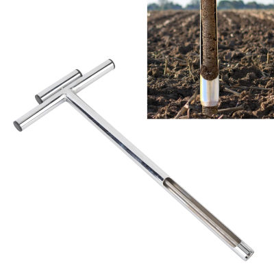 Sonda de muestra de suelo con eyector, varilla Tubular de acero inoxidable, mango en forma de T para el cuidado de plantas, granja de jardín