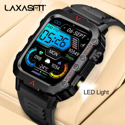 LAXASFIT nuevo reloj inteligente militar al aire libre Bluetooth parlante Smartwatch 1,73 pulgadas LED reloj deportivo Fitness