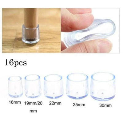 16 Uds. De gorros para patas de silla de 16/19/25/30mm, almohadillas protectoras de pies de goma, cubiertas de mesa transparentes antideslizantes, decoración de pies niveladores de muebles