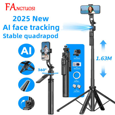 Estabilizador de cardán de rotación FANGTUOSI 360, trípode Selfie Stick para cámara de teléfono inteligente con estabilizador de obturador Bluetooth para Live