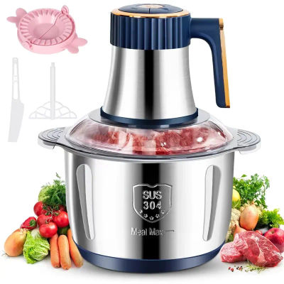 Picadoras de carne eléctricas de 5L, trituradora de alimentos de acero inoxidable 6S, rebanador de verduras multifuncional, picadora, procesador de alimentos para bebés