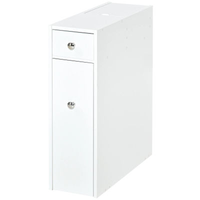 HOMCOM HOMCOM Mueble Auxiliar de Baño Estrecho con 2 Cajones y Compartimiento Superior con Tapa para Lavabo 17x48x58 cm Blanco