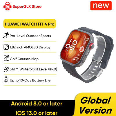HUAWEI WATCH FIT 4 Pro Smartwatch versión Global pantalla AMOLED de 1,82 pulgadas cristal de zafiro Sensor ECG Compatible con iOS y Android NFC