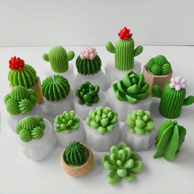 Molde de Silicona para Velas con Forma de Suculentas, Molde 3D de Cactus y Plantas Suculentas para Jabón, Aroma, Yeso, Cemento, Manualidades, Adornos, Decoración del Hogar