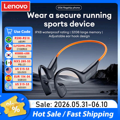 Auriculares Lenovo S106 de conducción ósea auténtica, Bluetooth 6,0, IPX8, resistentes al agua, 32GB, MP3, HIFI, con micrófono para nadar