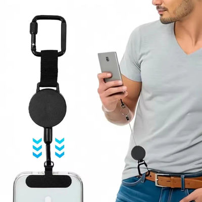 Soporte retráctil antirrobo para teléfono, cordón de seguridad para teléfono inteligente con mosquetón, arnés anticaída para senderismo, ciclismo y escalada