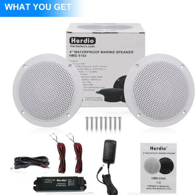 Herdio 2 uds 4 pulgadas Kit de altavoces Bluetooth de techo resistentes al agua 160W altavoces marinos para baño cocina hogar Camper al aire libre