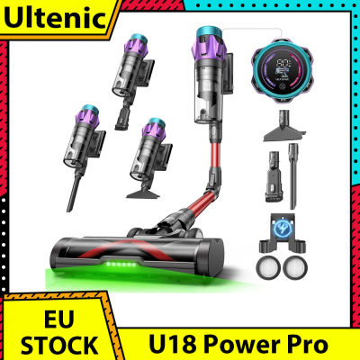 Aspiradora inalámbrica Ultenic U18 Power Pro, succión potente de 55 kPa, motor de 600 W, hasta 80 minutos de funcionamiento, cepillo giratorio antienredos, pantalla LED inteligente, filtración de 6