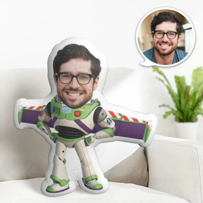 Almohada facial personalizada, almohada con foto personalizada, avión, Buzz Lightyear, almohada MiniMe, regalos para él