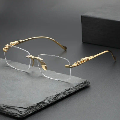 Gafas de Sol Metálicas sin Montura, Modernas, para Hombre y Mujer, Clásicas, Cuadradas Pequeñas, para Viajes de Verano
