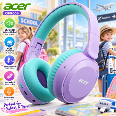 Auriculares Acer para Niños con Bluetooth 6.0, Volumen Limitado a 85/94dB, Auriculares Inalámbricos Ligeros para Niños Pequeños con Micrófono Incorporado