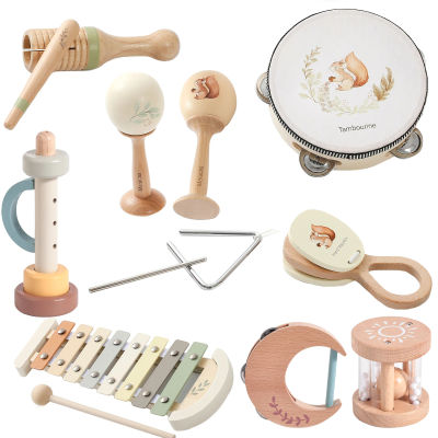 Instrumentos musicales Montessori para bebés de 0 a 12 meses, juguetes, tambor, xilófono, instrumentos educativos de madera para edades tempranas, juguetes para bebés