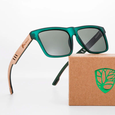 Gafas de sol HU WOOD para hombre y mujer, gafas de sol cuadradas polarizadas, gafas de madera para conducir