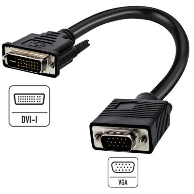Cable de DVI-I a VGA Cable adaptador pasivo 24 + 5 DVI a VGA Adaptador de Cable DVI-I macho a VGA hembra para Monitor de PC