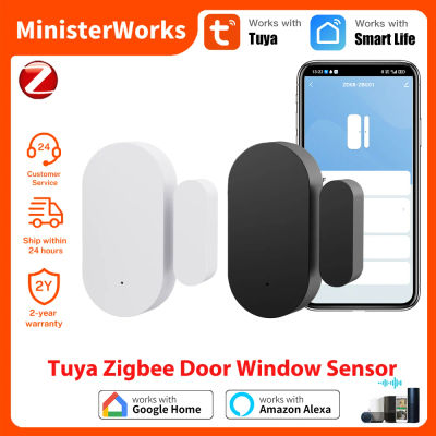 Sensor de puerta y ventana Tuya Zigbee, alarma antirrobo para aplicación remota Smart Life, Monitor Compatible con el asistente de Google Alexa