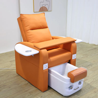 Silla de masaje para SPA de pies naranja, sofá para uñas, tienda de SPA, sofás para baño de pies, cómodas sillas para pedicura, muebles personalizados de fábrica