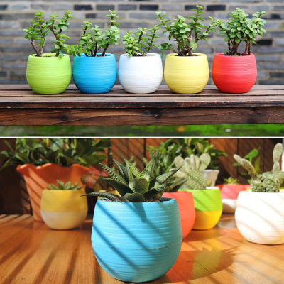 Mini maceta redonda de plástico colorida y ecológica creativa para plantas, decoración para el hogar y la Oficina, macetas para flores