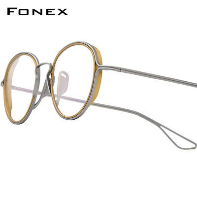 Montura de gafas de titanio FONEX para hombre, nuevo diseño de marca, gafas redondas Vintage, gafas Retro japonesas ultraligeras de alta calidad 85688