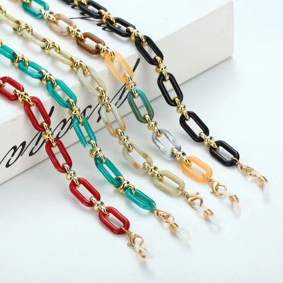 Cadena de botón acrílico ámbar para gafas, cadena para gafas, máscara antipérdida para mujer, cordones para gafas de sol colgantes, cordón de sujeción, collar de cuerda
