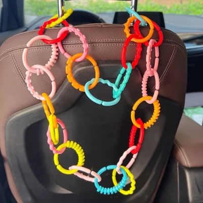 Anillos de conexión arcoíris para colgar, agarre manual para bebés y niños pequeños, accesorio para cochecito, silla de auto, cuna y tapete de juego para bebés