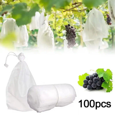 50/100 unidades de bolsas de malla para cultivo de fresas y uvas, protección agrícola para jardín, herramientas antiaves, bolsas para vegetales y plantas