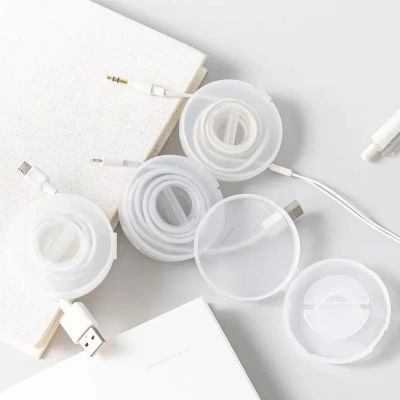 Organizador de Cables Transparente Portátil para Teléfono, Caja de Almacenamiento para Cables de Auriculares y Cargadores, Enrollador de Cables USB