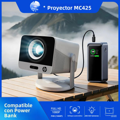 Proyector Portátil HP MC425 1920x1080P Full HD 200LM Corrección Automática 90 ° Altavoz Bluetooth 3W con Rotación, Doble Banda WiFi 5.4, USB-C